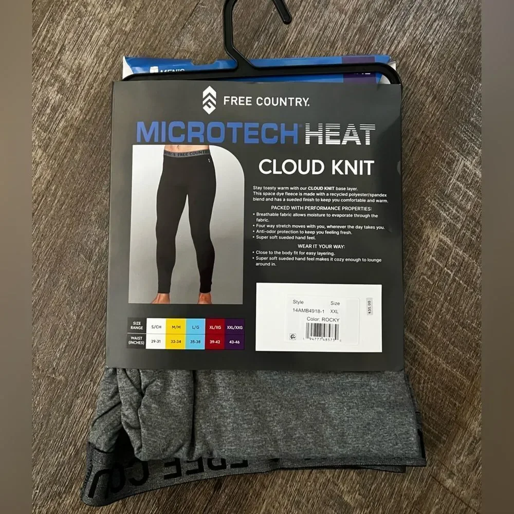 Free Country Men's Microtech Heat Cloud Knit Jogger Thermal‎ Pants-Size XXL